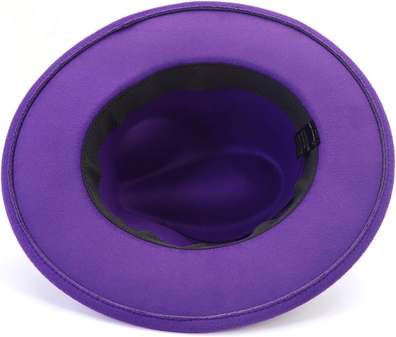 CCAKXCJJ Fedora Hats for Men Women Felt Jazz Hat Wide Brim Panama Hat with Belt Buckle - Image 4